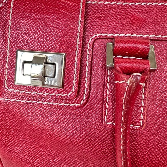 Red w/ White Stitchig Rafe Italian leather Handbag/Shoulderbag - Picture 2 of 13